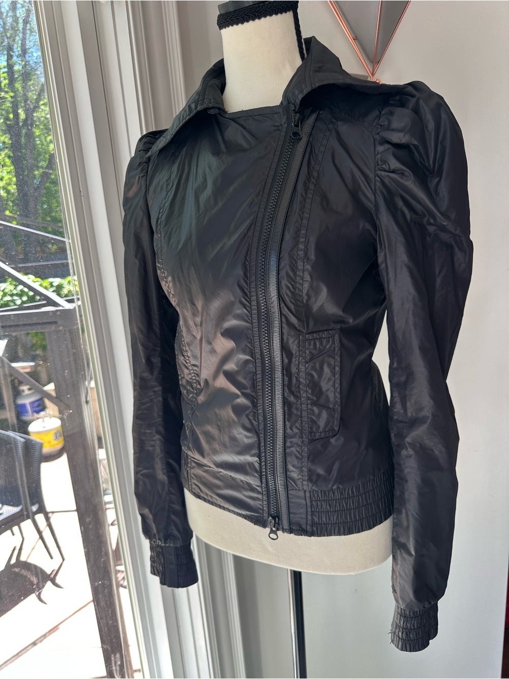 MACKAGE Black Lightweight Zip-Up Rain Jacket Military Utility Style Size XS